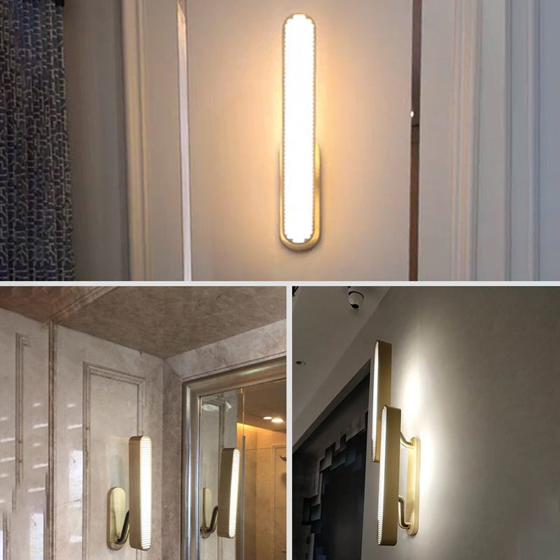 LED Modern Metal Wall Sconce Geometric Shape Wall Light with Acrylic Shade for Bedroom