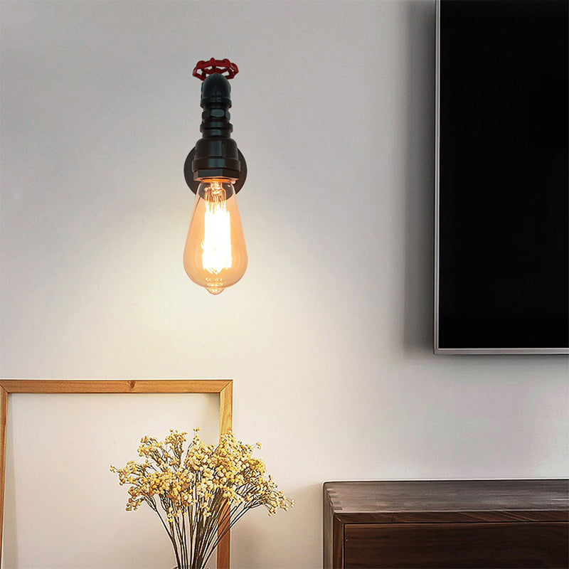 Industrial Wall Sconce Pipe Shape Wall Light with Metal Shade for Living Room