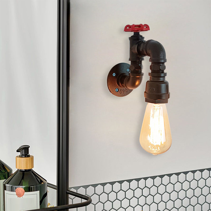 Industrial Wall Sconce Pipe Shape Wall Light with Metal Shade for Living Room