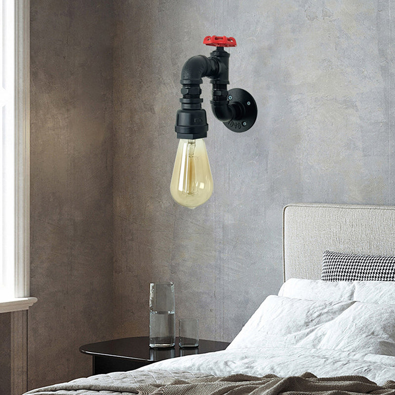 Industrial Wall Sconce Pipe Shape Wall Light with Metal Shade for Living Room