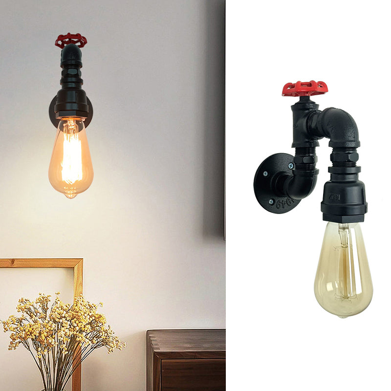 Industrial Wall Sconce Pipe Shape Wall Light with Metal Shade for Living Room