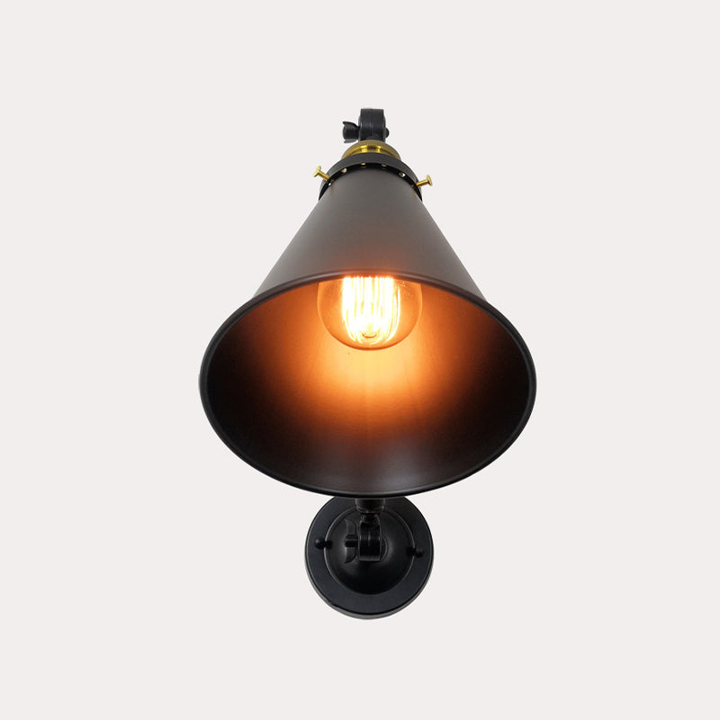 Industrial Rope Wall Sconce Cone Shape Wall Light with Metal Shade for Living Room