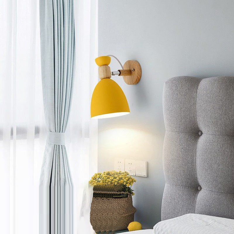 Macaron Cone Shape Wall Sconce Metal 1 Light Sconces for Bedroom