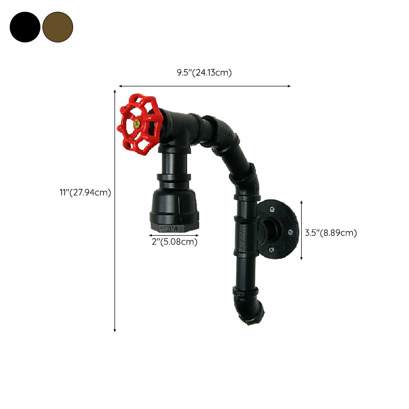 Industrial Wall Sconce Pipe Shape Wall Light with Metal Shade for Bedroom