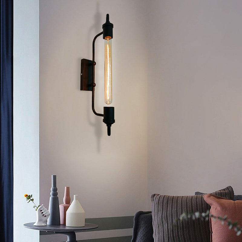 Black Wall Sconce Linear Shape Wall Light with Metal Shade for Bedroom