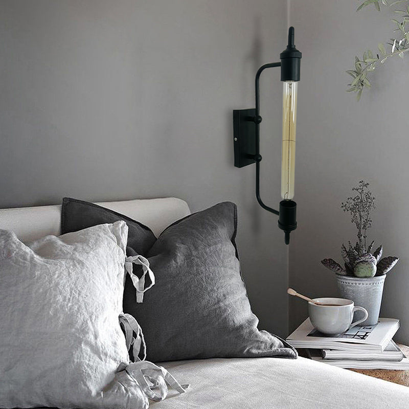 Black Wall Sconce Linear Shape Wall Light with Metal Shade for Bedroom