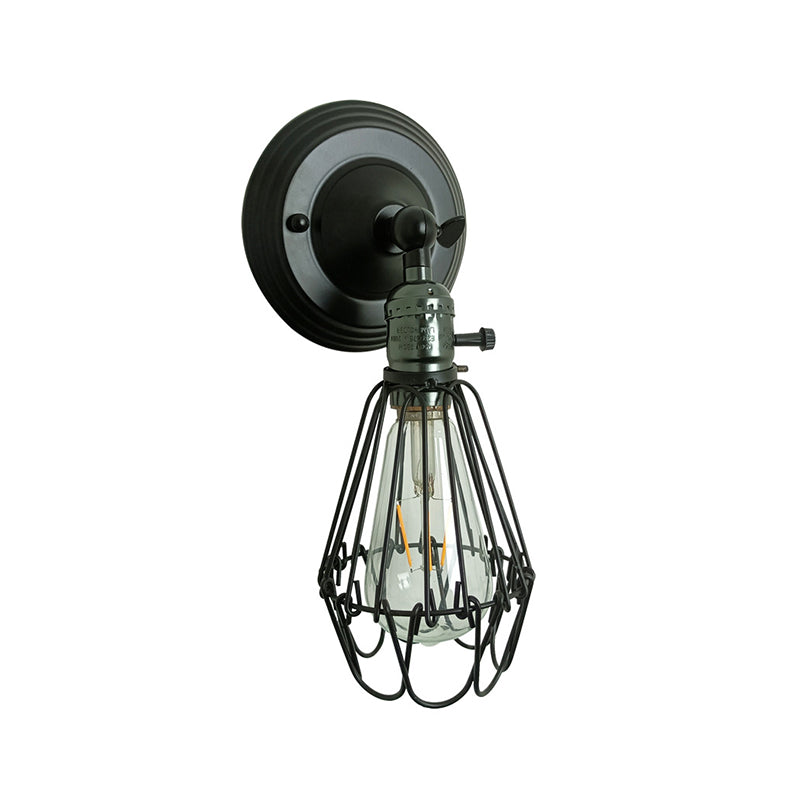 Black Wall Sconce Geometric Shape Wall Light with Metal Shade for Bedroom