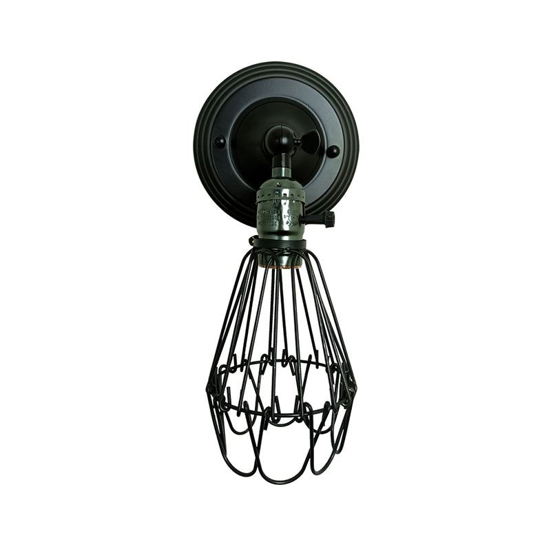 Black Wall Sconce Geometric Shape Wall Light with Metal Shade for Bedroom