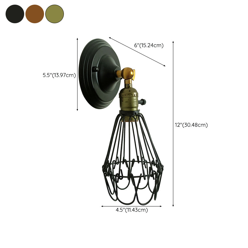Black Wall Sconce Geometric Shape Wall Light with Metal Shade for Bedroom