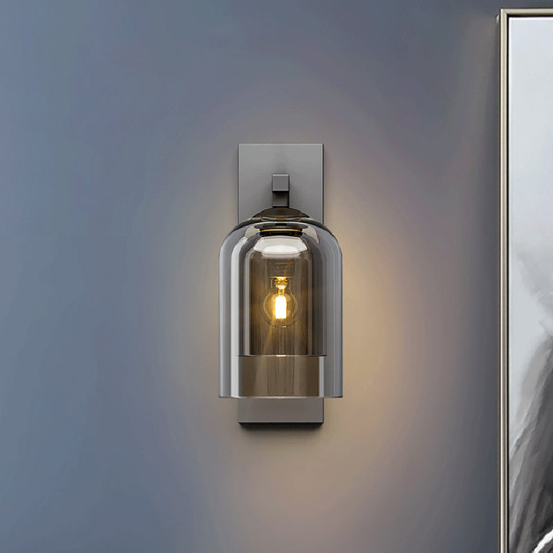 Industrial Style Cylinder Wall Light Glass 1 Light Sconces for Bedroom