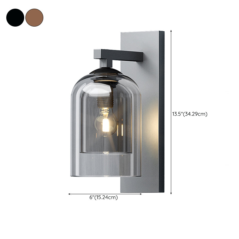 Industrial Style Cylinder Wall Light Glass 1 Light Sconces for Bedroom