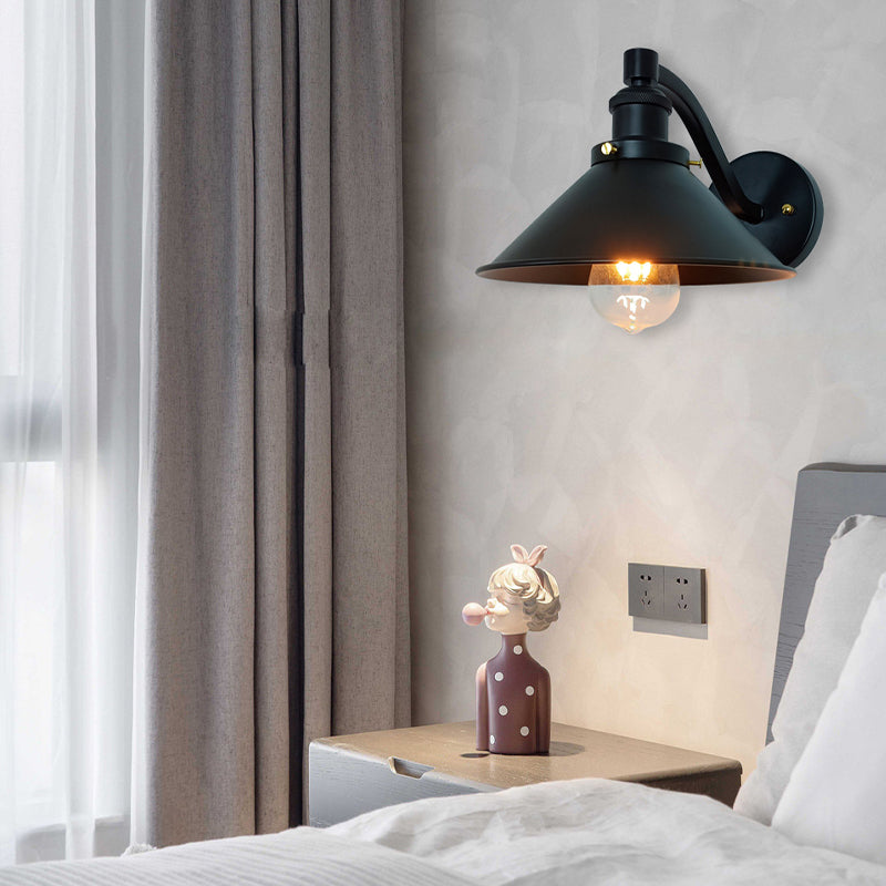 Industrial Wall Sconce Cone Shape Wall Light with Metal Shade for Living Room