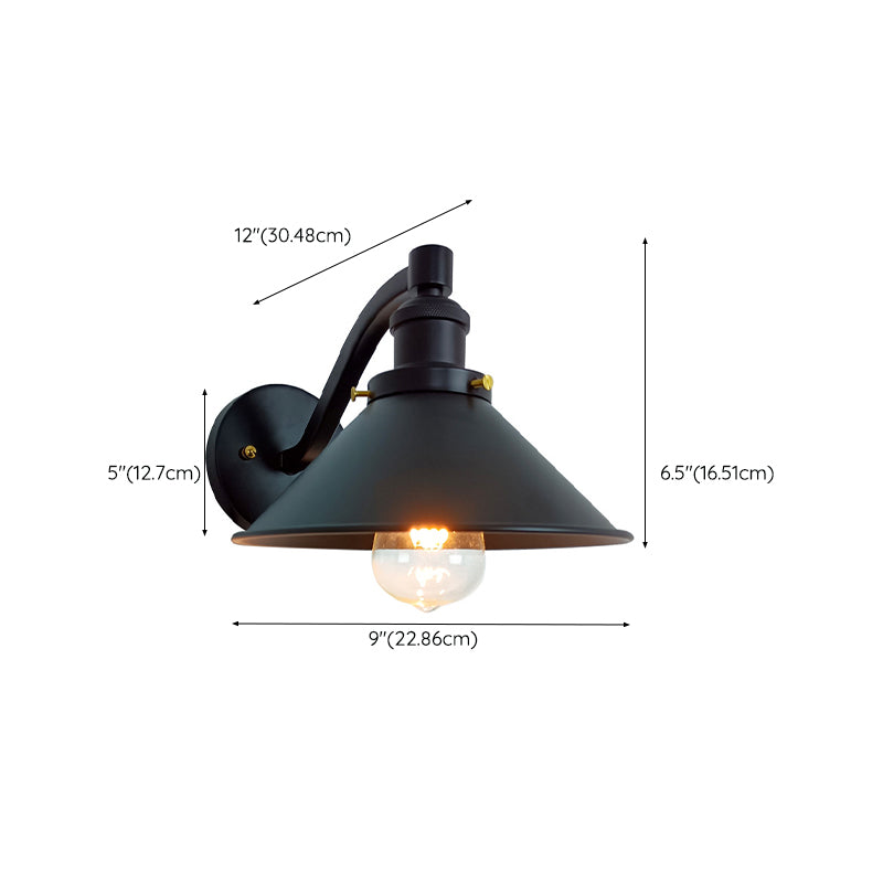 Industrial Wall Sconce Cone Shape Wall Light with Metal Shade for Living Room