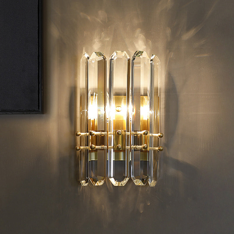 Modern Style Geometry Shape Wall Light Crystal 2 Light Sconces for Bedroom