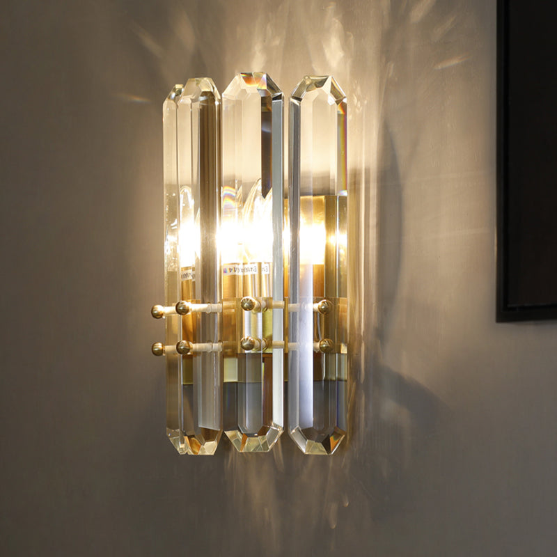 Modern Style Geometry Shape Wall Light Crystal 2 Light Sconces for Bedroom