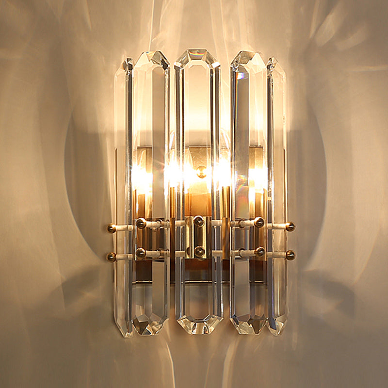 Modern Style Geometry Shape Wall Light Crystal 2 Light Sconces for Bedroom