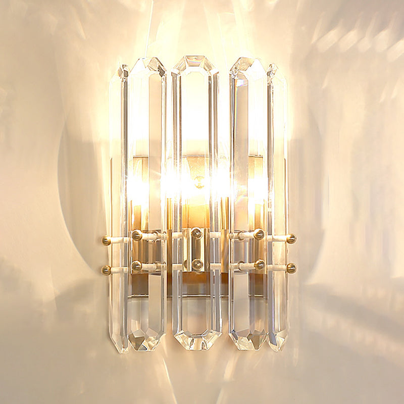 Modern Style Geometry Shape Wall Light Crystal 2 Light Sconces for Bedroom