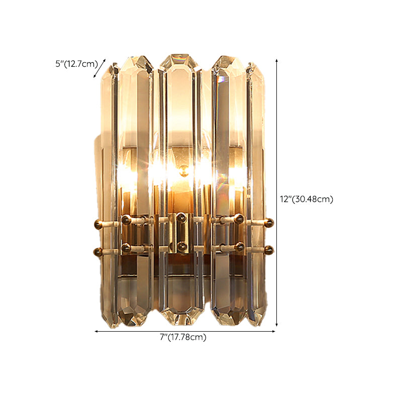 Modern Style Geometry Shape Wall Light Crystal 2 Light Sconces for Bedroom