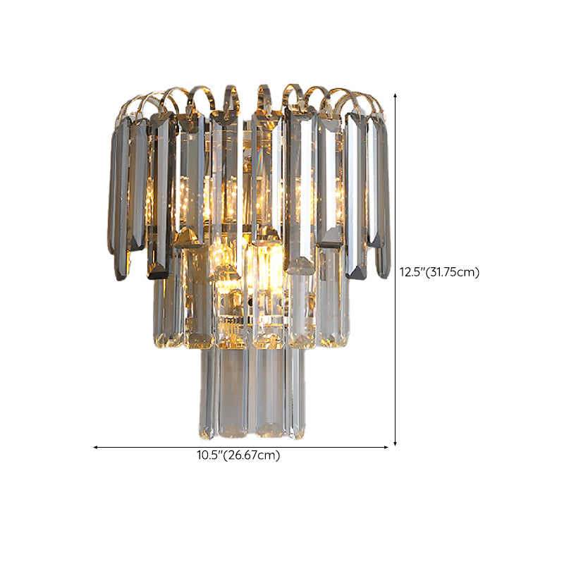 Modern Style Three-Tiered Wall Light Crystal 3 Light Sconces for Bedroom