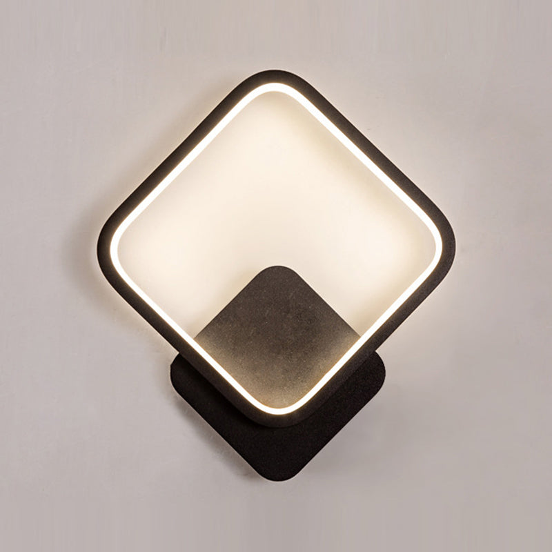 Metal Modern Wall Sconce Geometric Shape Wall Light with Acrylic Shade for Bedroom