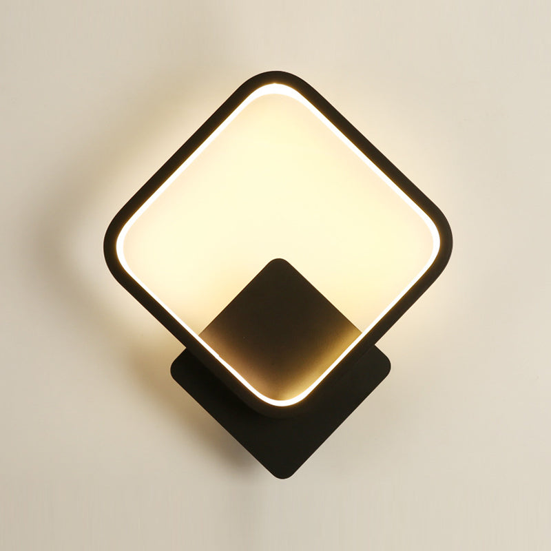 Metal Modern Wall Sconce Geometric Shape Wall Light with Acrylic Shade for Bedroom