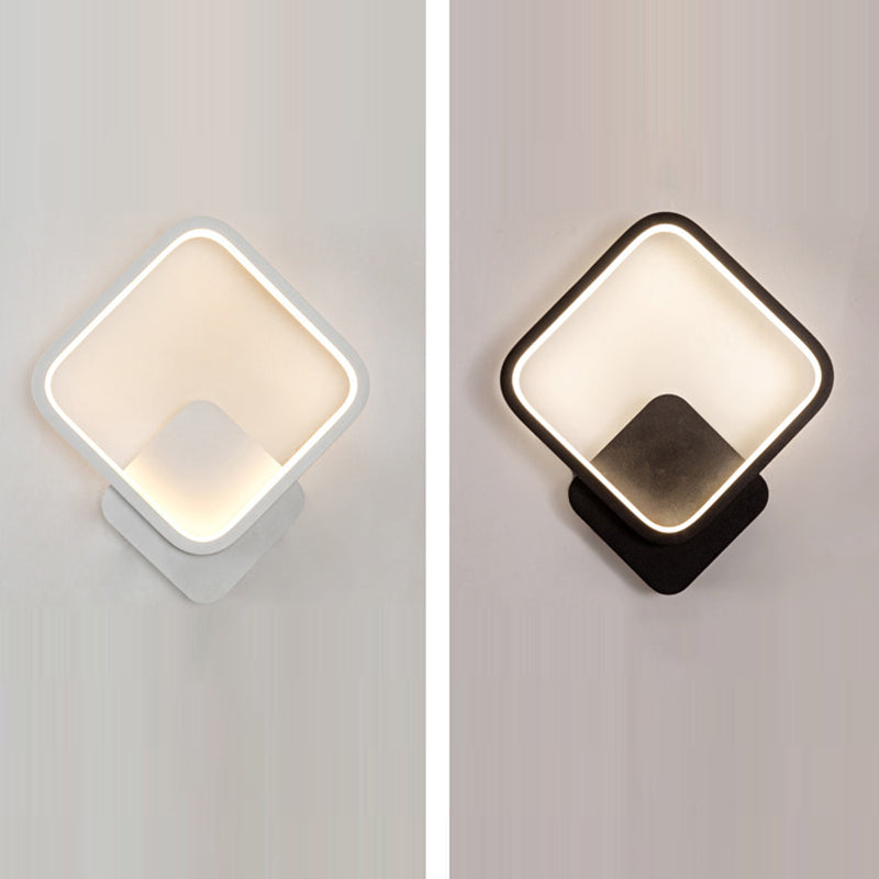 Metal Modern Wall Sconce Geometric Shape Wall Light with Acrylic Shade for Bedroom