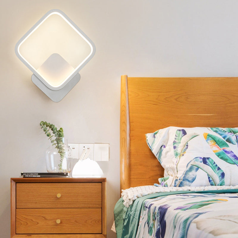 Metal Modern Wall Sconce Geometric Shape Wall Light with Acrylic Shade for Bedroom