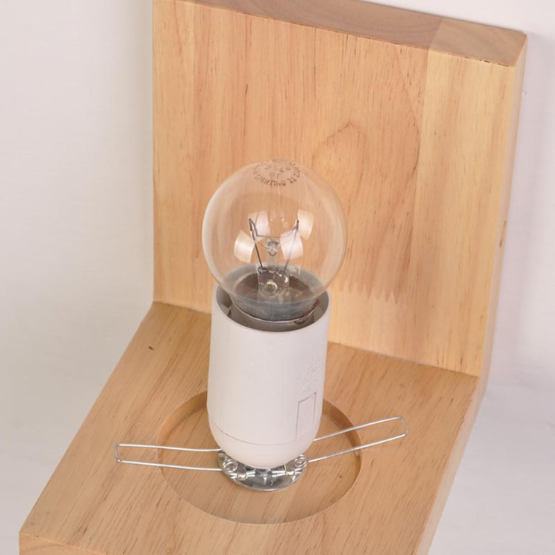 Wood Sqaure Shape Wall Sconce Modern Style 1 Light Wall Light Fixture in Brown
