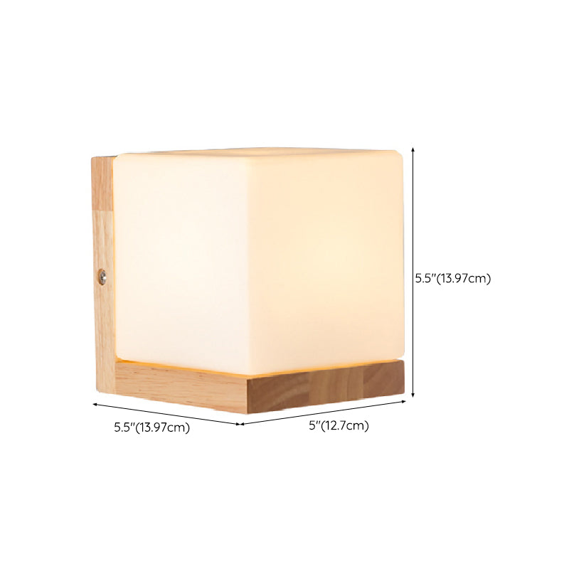 Wood Sqaure Shape Wall Sconce Modern Style 1 Light Wall Light Fixture in Brown