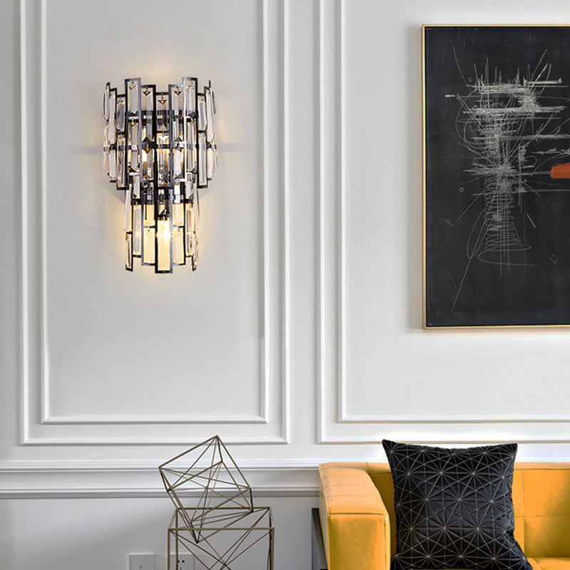 Crystal Geometric Shape Wall Sconce Modern Style 2 Lights Wall Light Fixture