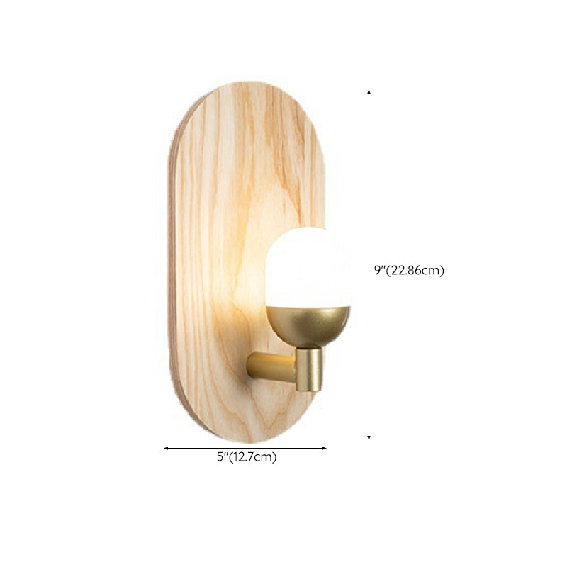 Wood Oval Shape Wall Sconce Modern Style 1 Light Wall Light Fixture in Brown