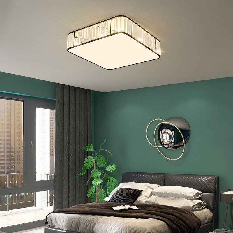 3/4-Light Golden/Black Flush Mount Lighting Crystal LED Ceiling Light for Bedroom