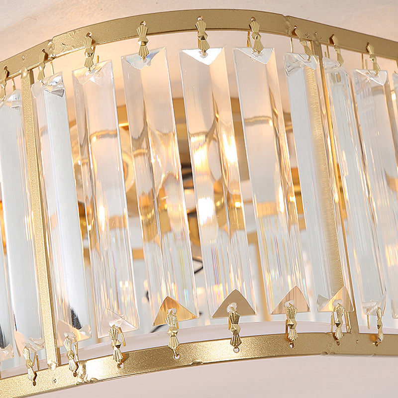 3/4-Light Golden/Black Flush Mount Lighting Crystal LED Ceiling Light for Bedroom