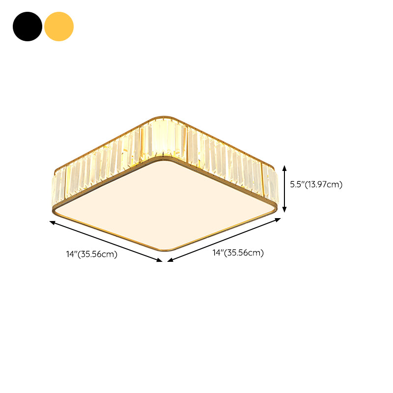3/4-Light Golden/Black Flush Mount Lighting Crystal LED Ceiling Light for Bedroom
