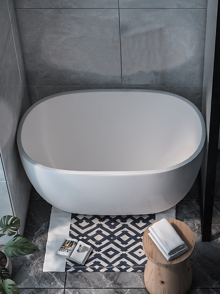 Modern Oval Soaking Bath Tub Freestanding Acrylic-Fiberglass Bath Tub