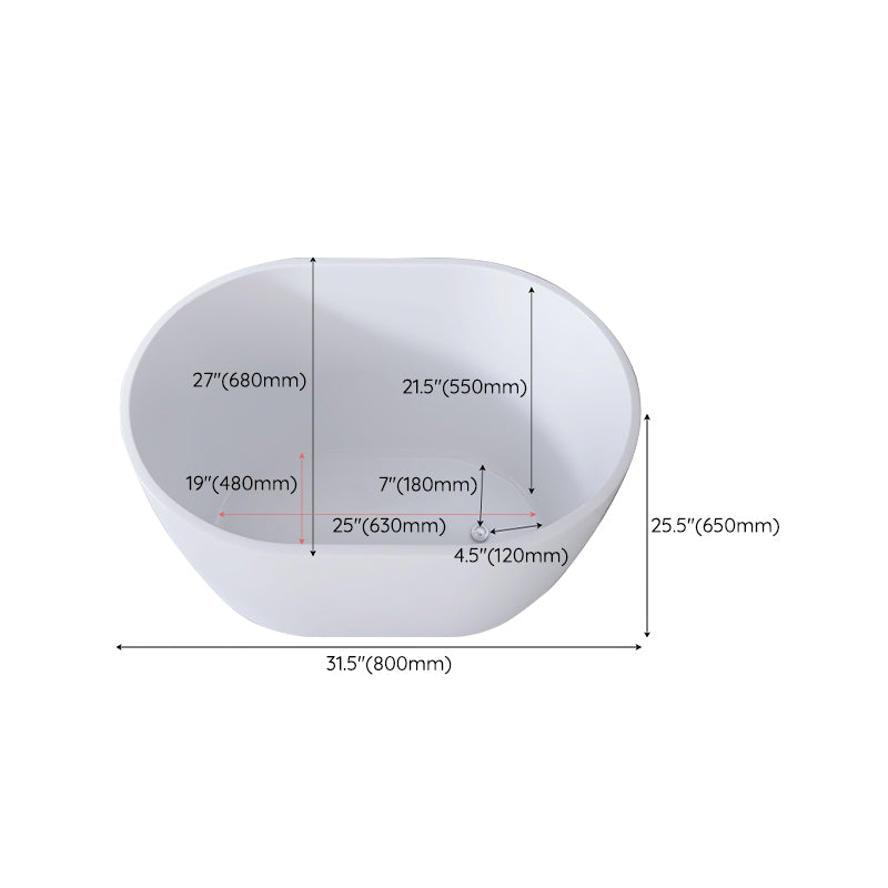 Modern Oval Soaking Bath Tub Freestanding Acrylic-Fiberglass Bath Tub