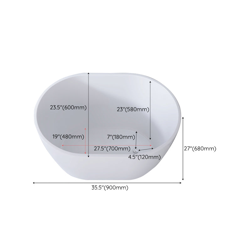 Modern Oval Soaking Bath Tub Freestanding Acrylic-Fiberglass Bath Tub