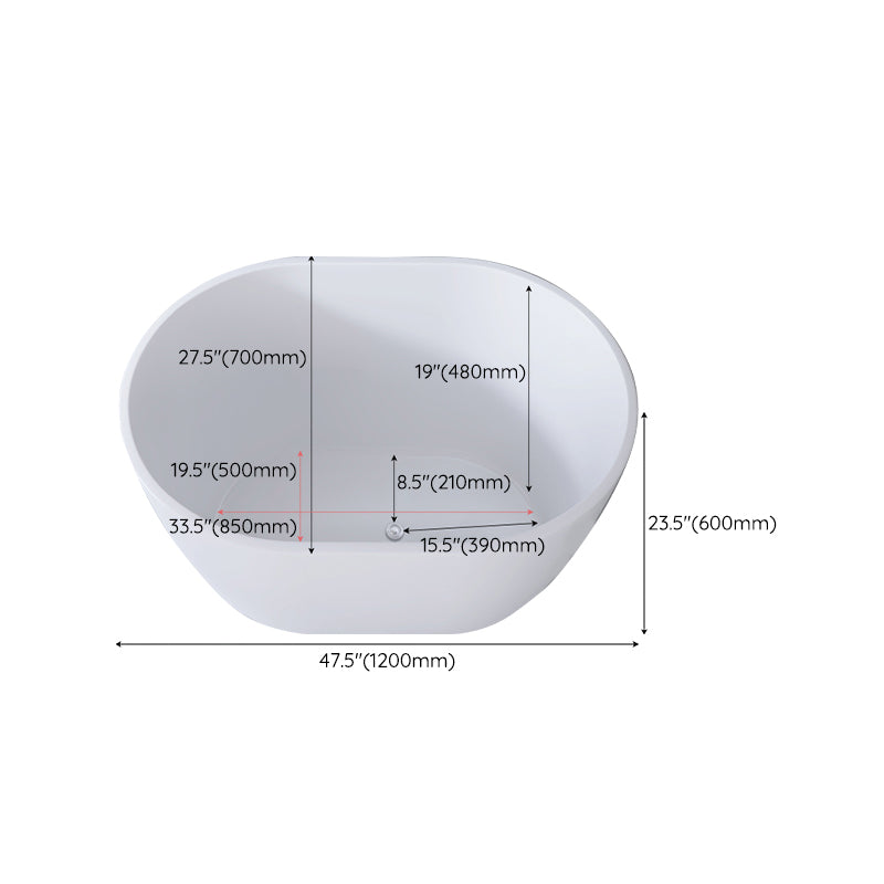 Modern Oval Soaking Bath Tub Freestanding Acrylic-Fiberglass Bath Tub