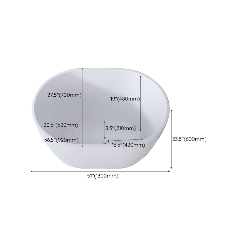 Modern Oval Soaking Bath Tub Freestanding Acrylic-Fiberglass Bath Tub