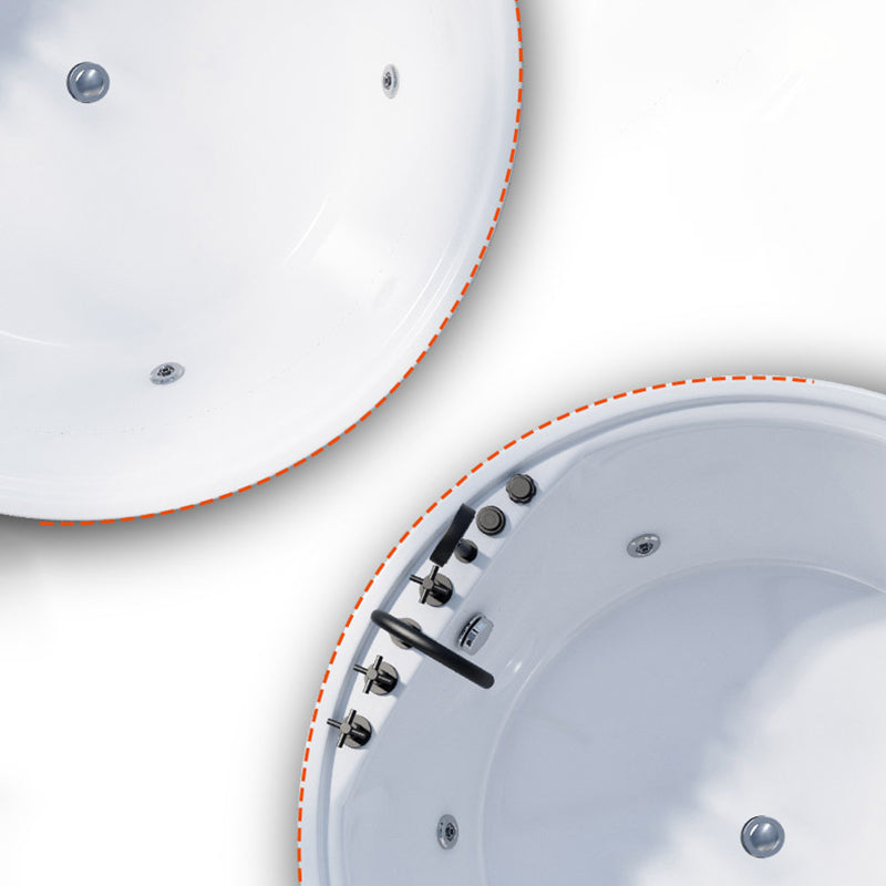 Round Freestanding Soaking Bathtub Modern Acrylic-Fiberglass White Bathtub