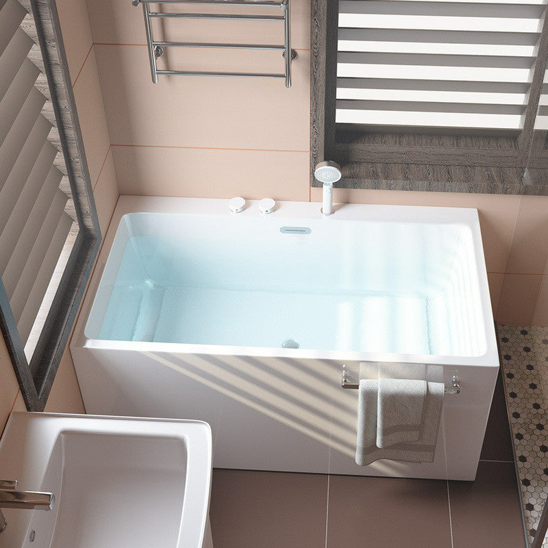 Acrylic Rectangular Back to Wall Bath Tub Freestanding Bathtub with Center Drain
