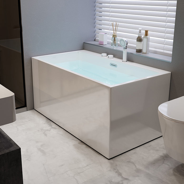 Acrylic Rectangular Back to Wall Bath Tub Freestanding Bathtub with Center Drain