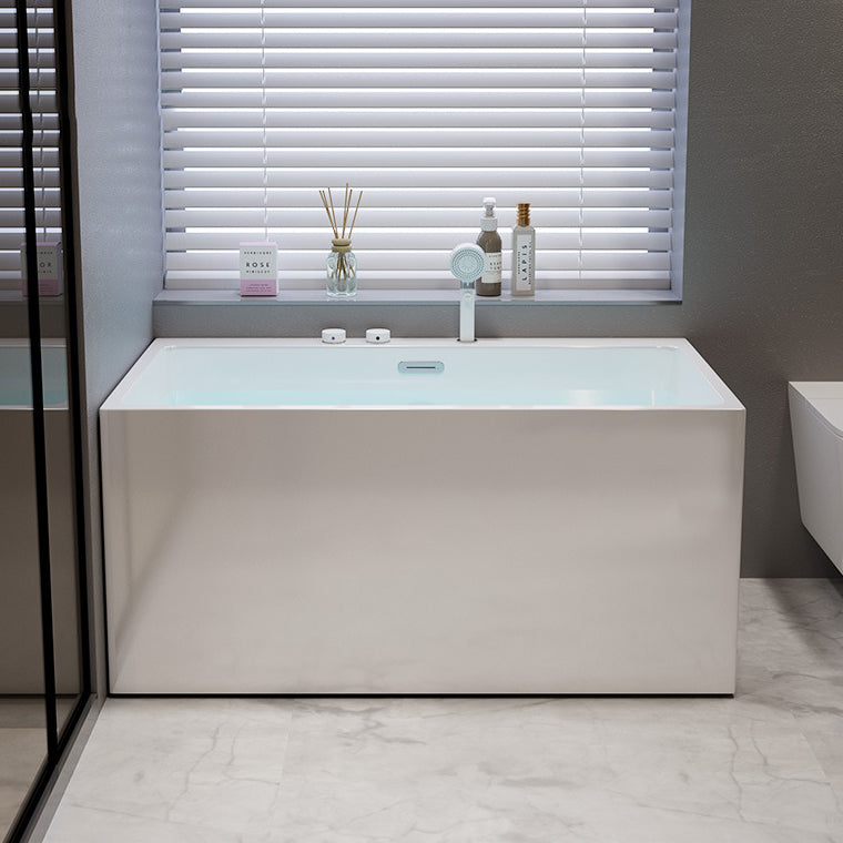 Acrylic Rectangular Back to Wall Bath Tub Freestanding Bathtub with Center Drain