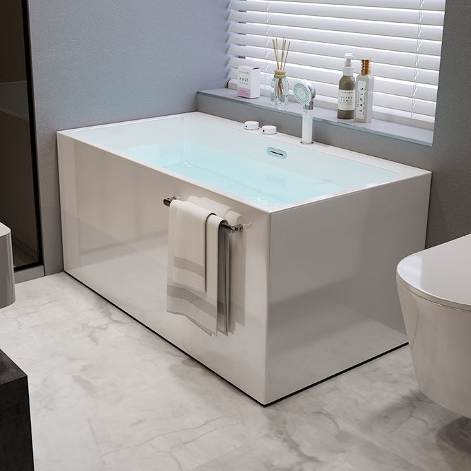 Acrylic Rectangular Back to Wall Bath Tub Freestanding Bathtub with Center Drain
