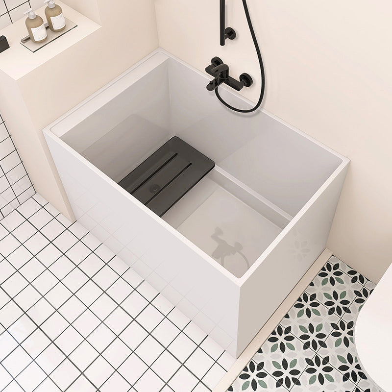 Back to Wall Freestanding Bathtub Modern Rectangular Acrylic Bathtub