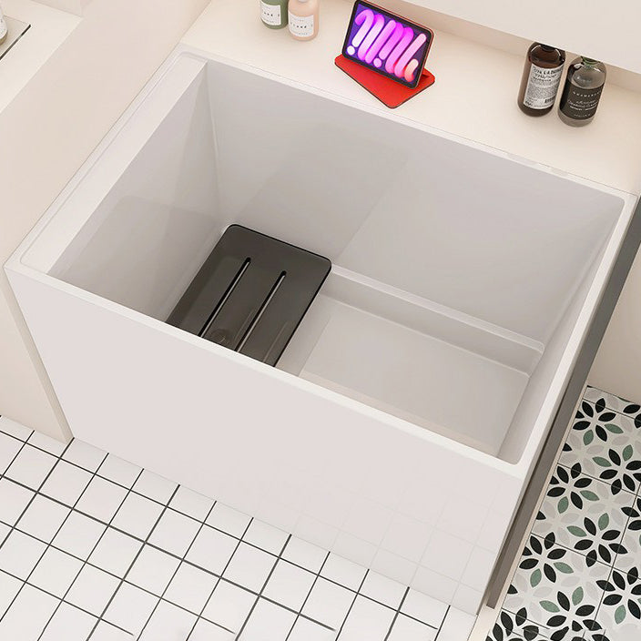 Back to Wall Freestanding Bathtub Modern Rectangular Acrylic Bathtub