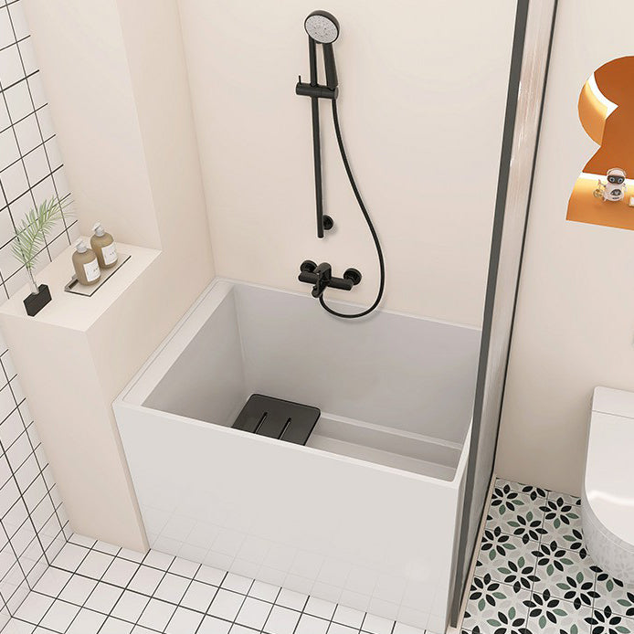 Back to Wall Freestanding Bathtub Modern Rectangular Acrylic Bathtub