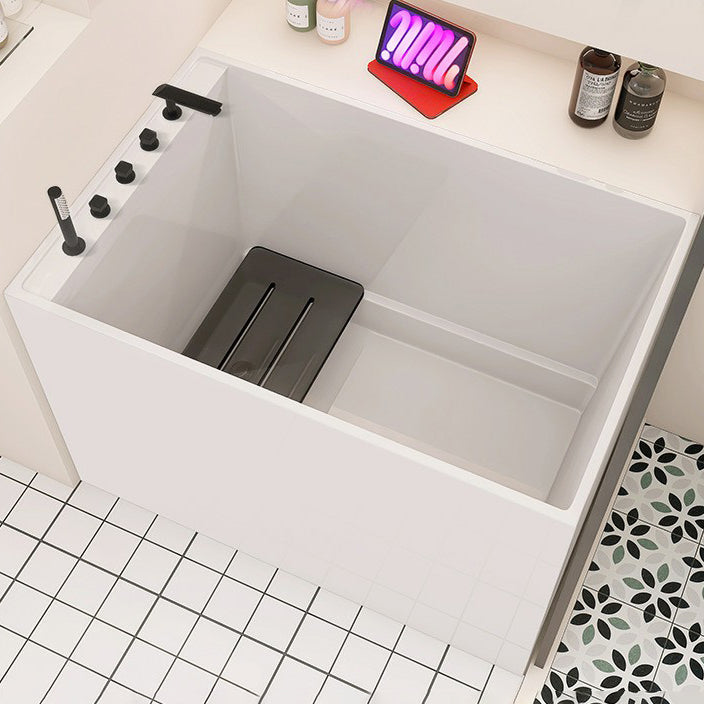 Back to Wall Freestanding Bathtub Modern Rectangular Acrylic Bathtub