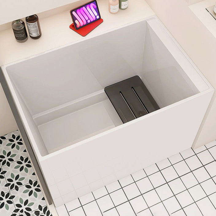 Back to Wall Freestanding Bathtub Modern Rectangular Acrylic Bathtub
