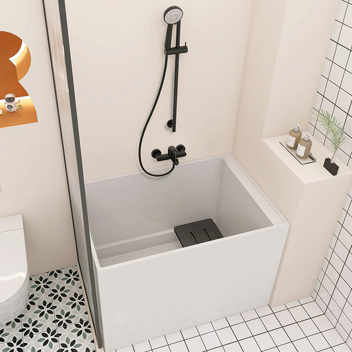 Back to Wall Freestanding Bathtub Modern Rectangular Acrylic Bathtub